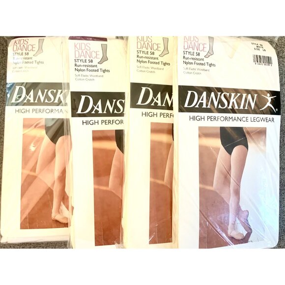 Danskin White Tights Pack of 4 Dance Snowflake Angel Nylon Run Resistant Girls L - Picture 2 of 9